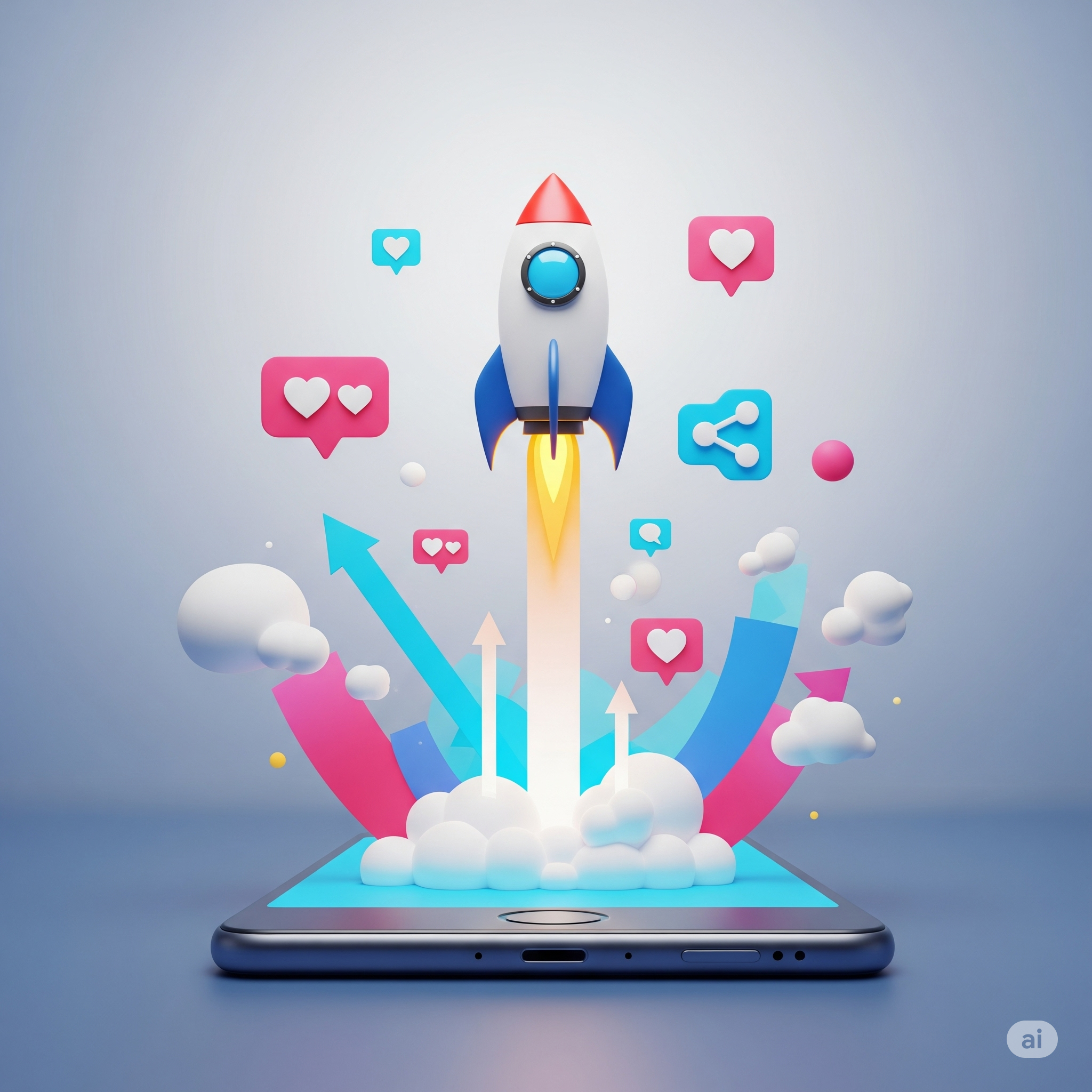A dynamic visual representing social media growth and strategy
